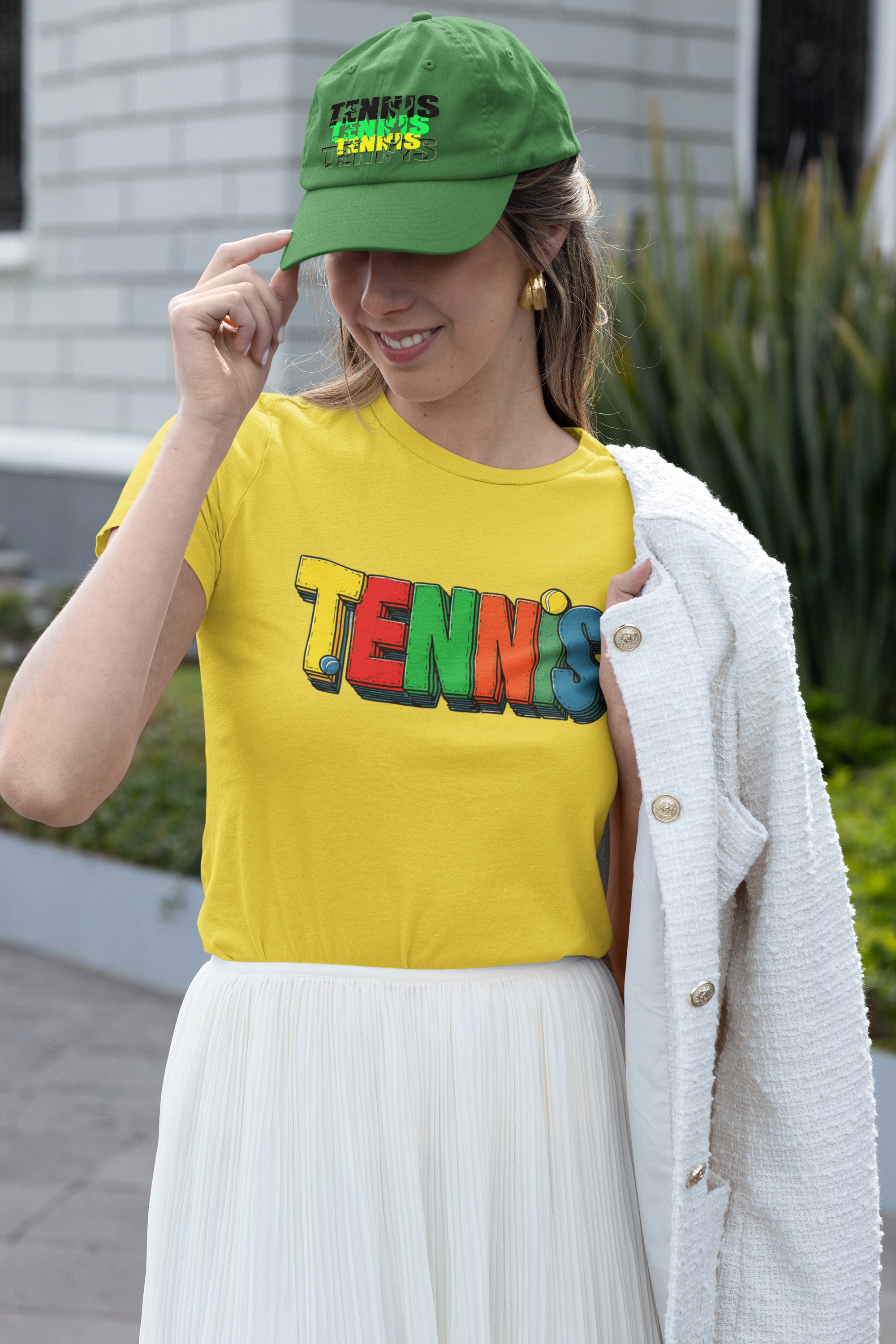 Nome do produto: Camiseta Estonada Masculina/Feminina com Estampa TENNIS Colorida – 100% Algodão Premium