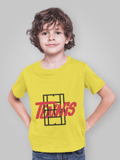 Camiseta Infantil Quality Tênis com Estampa Quadra e Tipografia – Algodão Premium