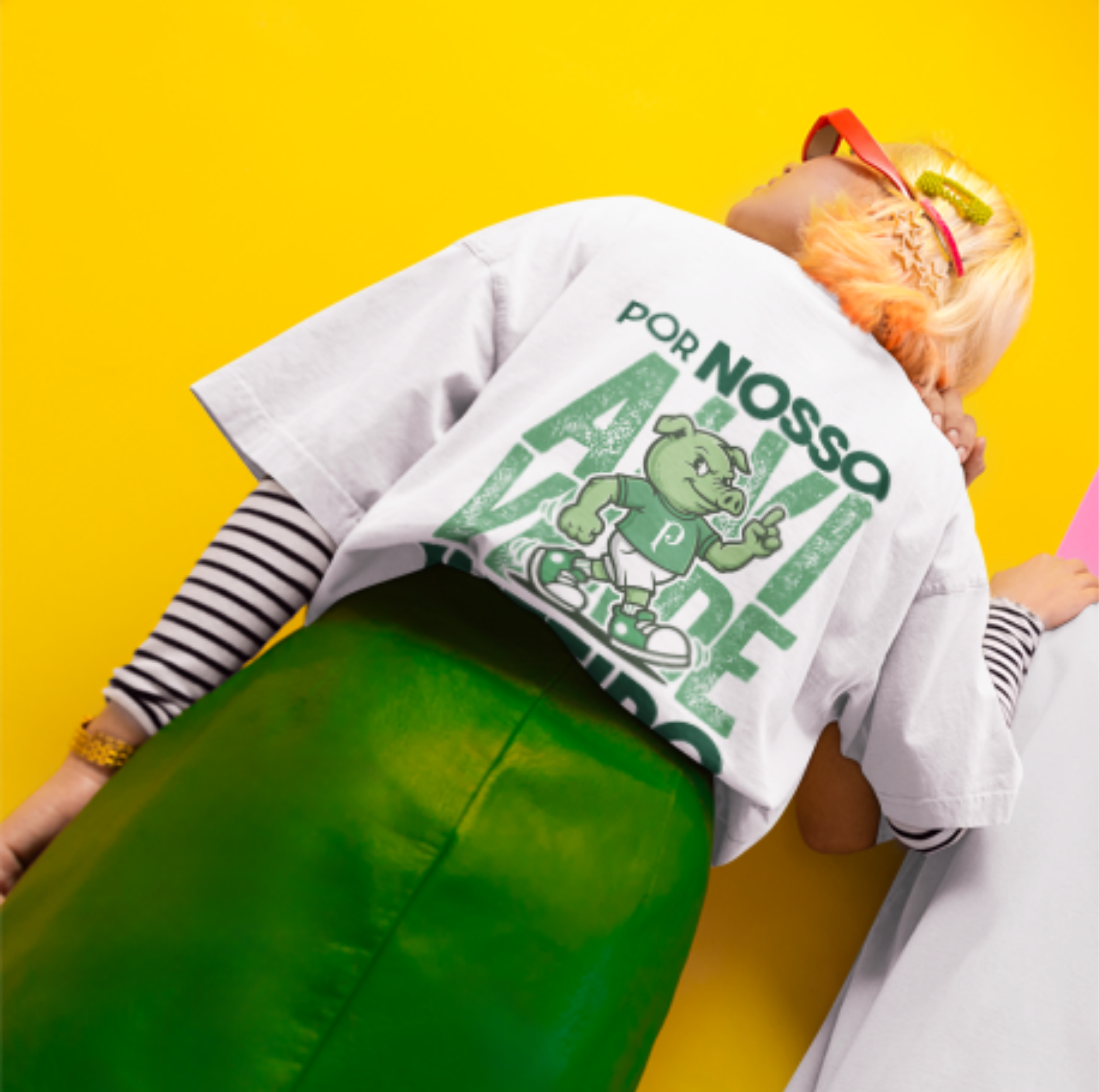 Camiseta Oversized - Por Nosso Alviverde (estampa frente e costas)