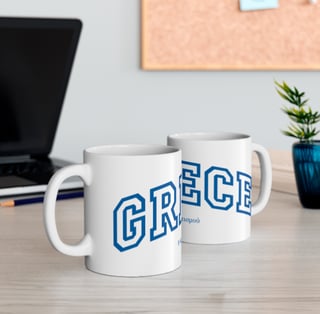 Caneca Greece College – Estilo Universitário em Azul