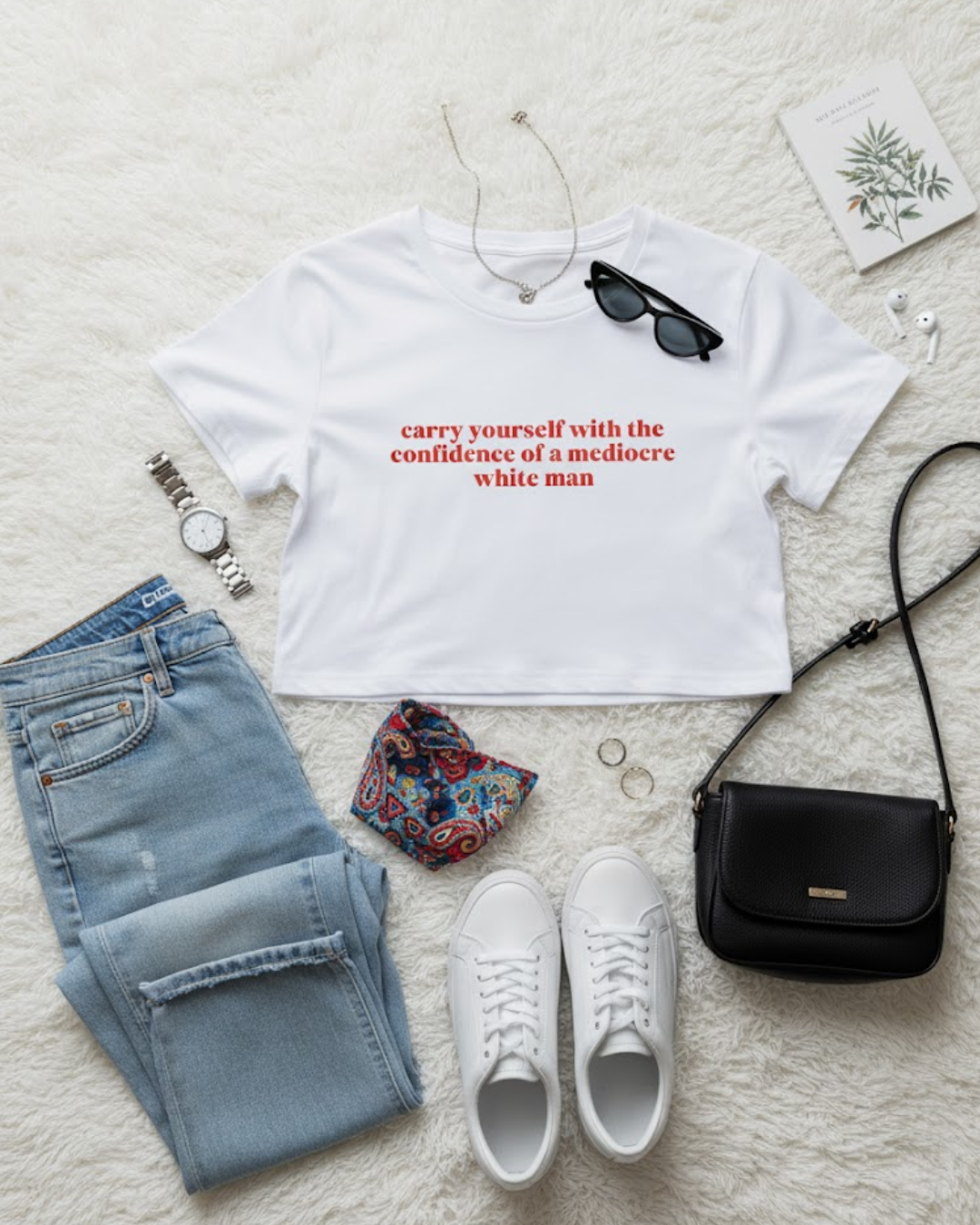 Nome do produto: carry yourself with the confidence of a mediocre white man (cropped)