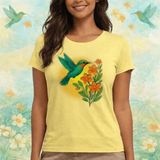 Camiseta Baby Long Estonada Purificação Colibri