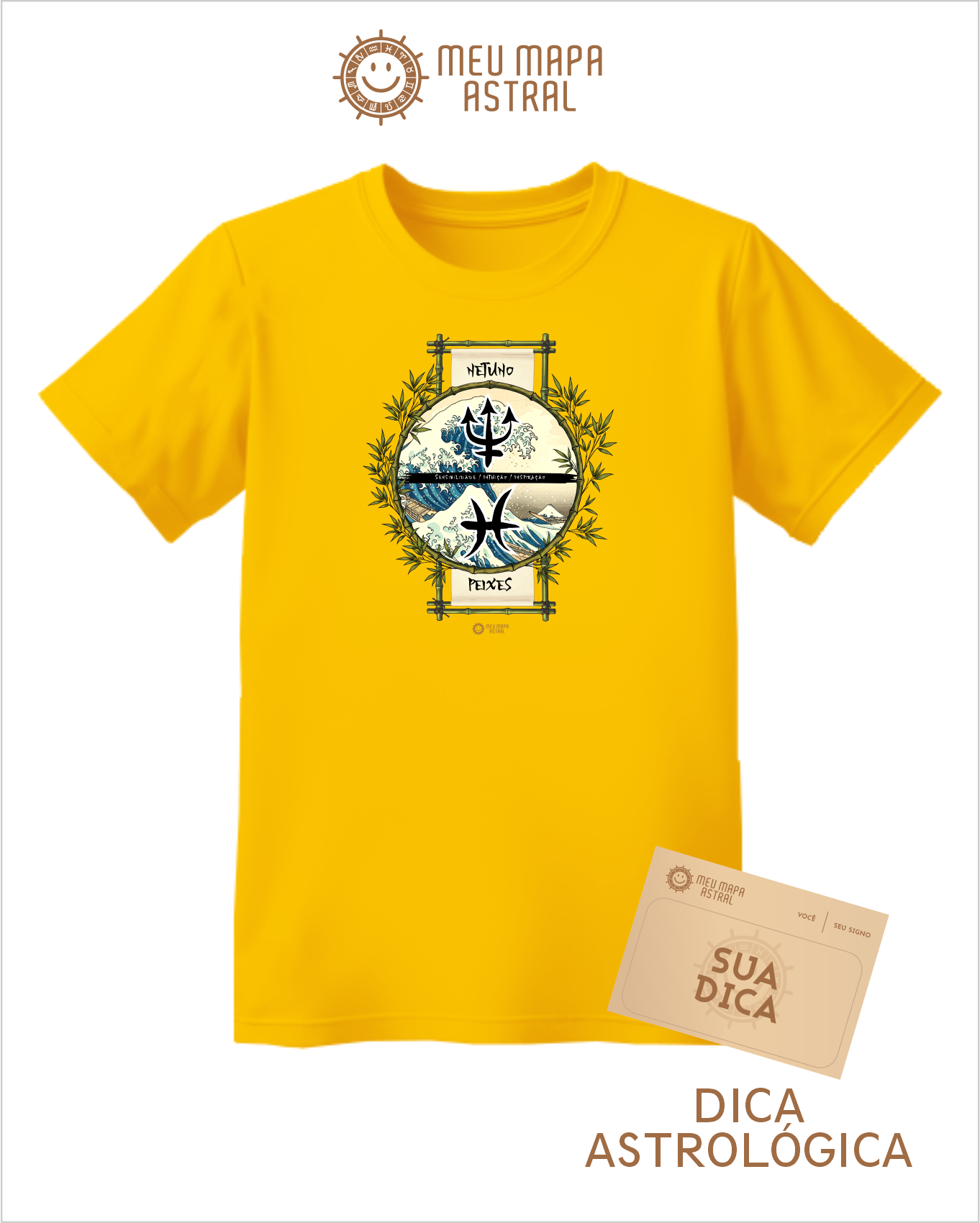 Nome do produto: Camiseta Peixes/Netuno Ilustrada