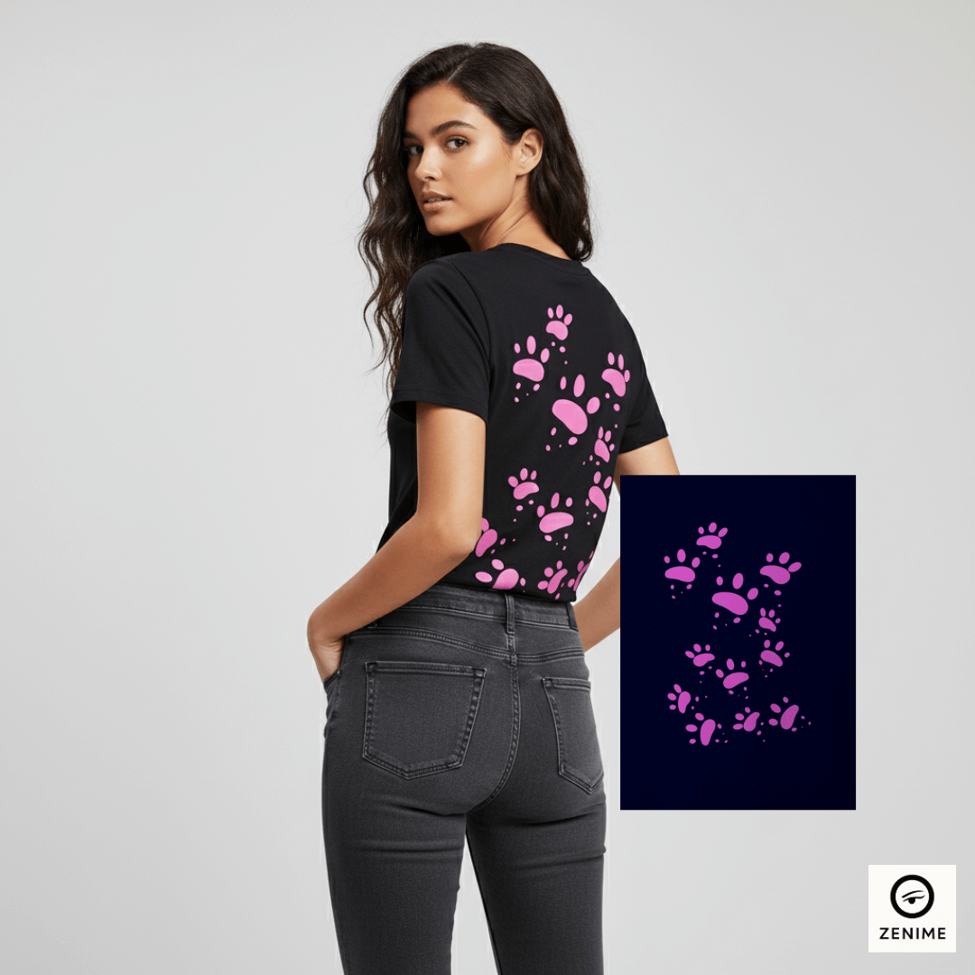 Nome do produto: Camisa Minimalista Pata de Gato Mais que uma Paixão. Um Símbolo de Estilo.