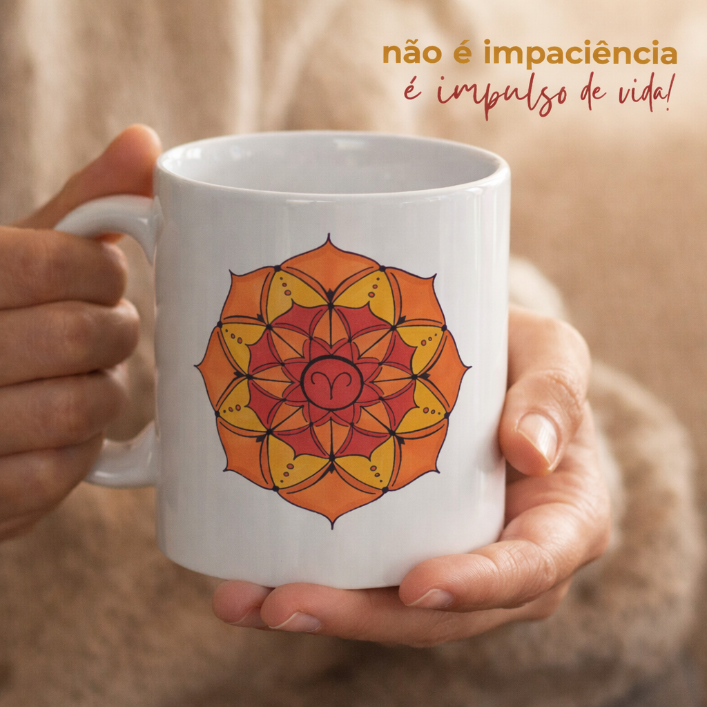 Caneca Mandala Signo de Áries - 