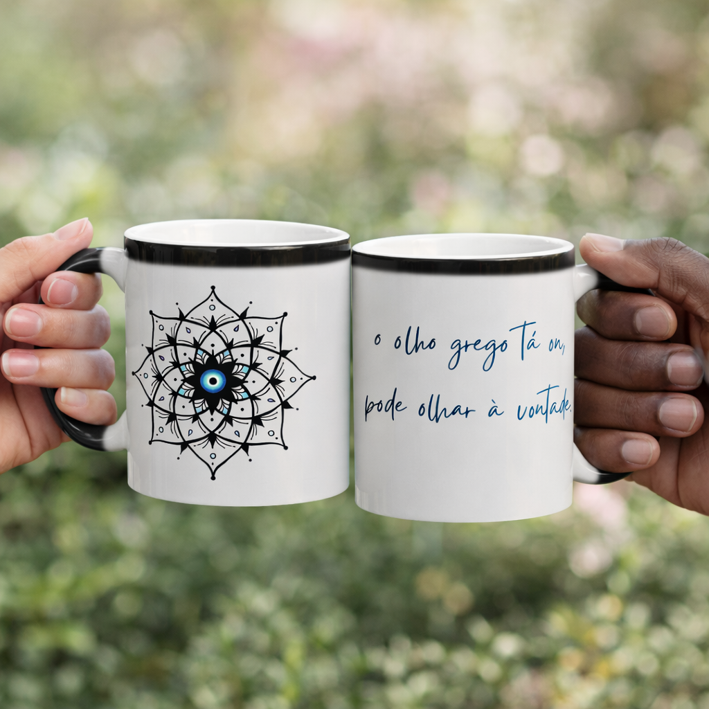 Caneca Mágica Mandala Olho Grego – Xô, Inveja! – O olho grego tá on, pode olhar à vontade