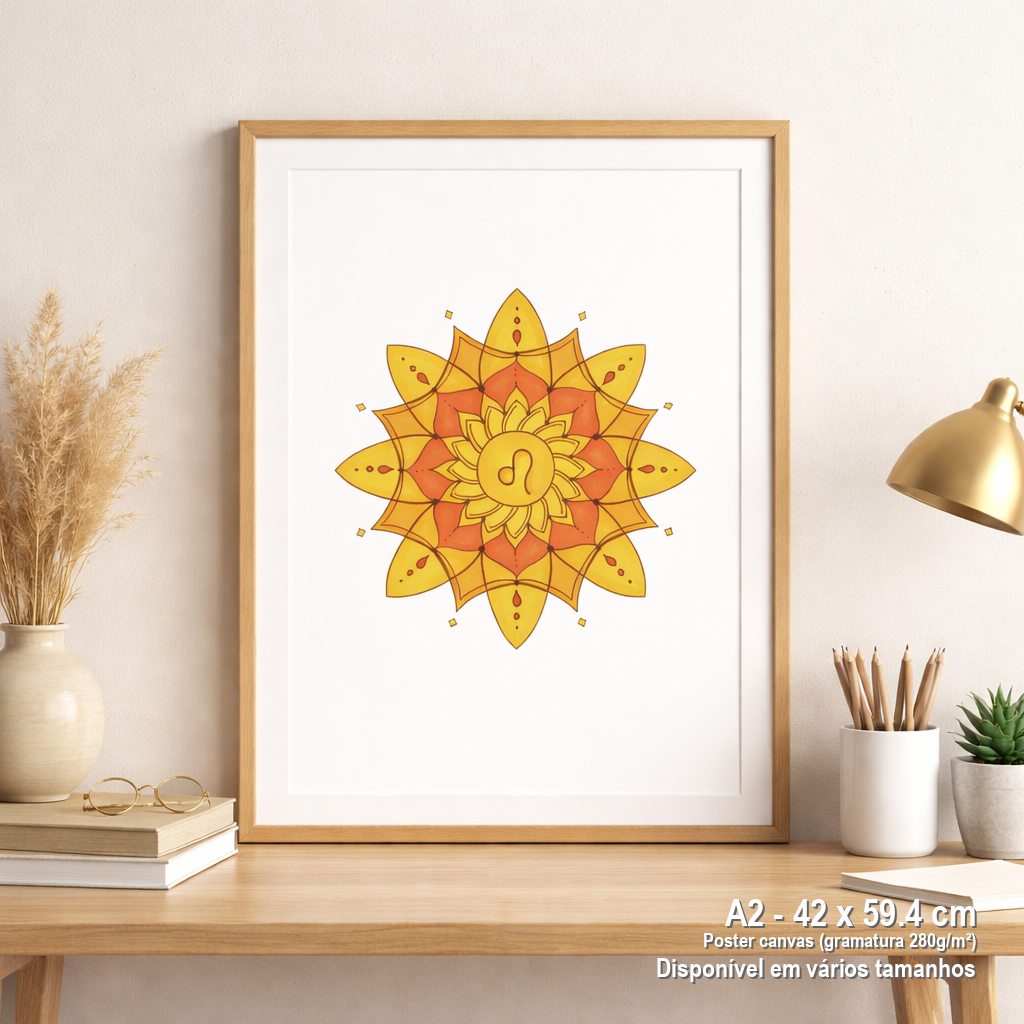 Pôster Mandala Signo de Leão - Retrato