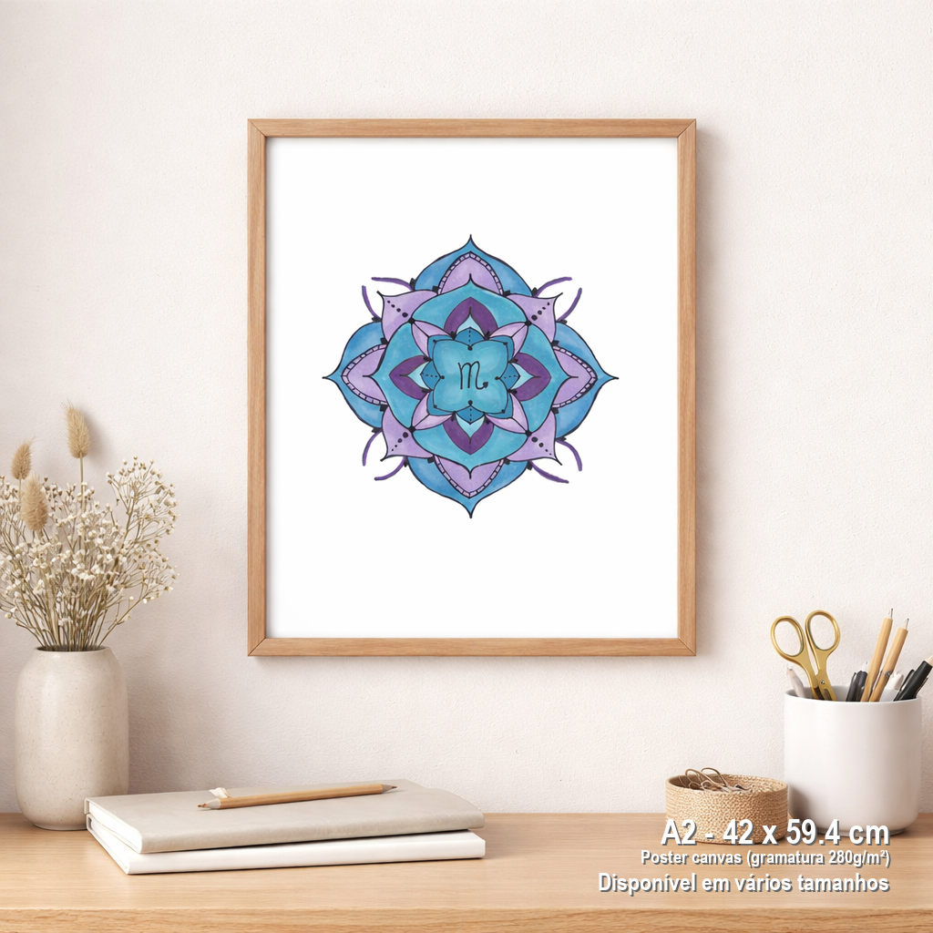Pôster Mandala Signo de Escorpião - Retrato