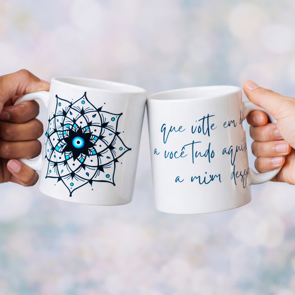 Caneca Mandala Olho Grego – Xô, Inveja! – Que volte em dobro a você tudo que a mim deseja