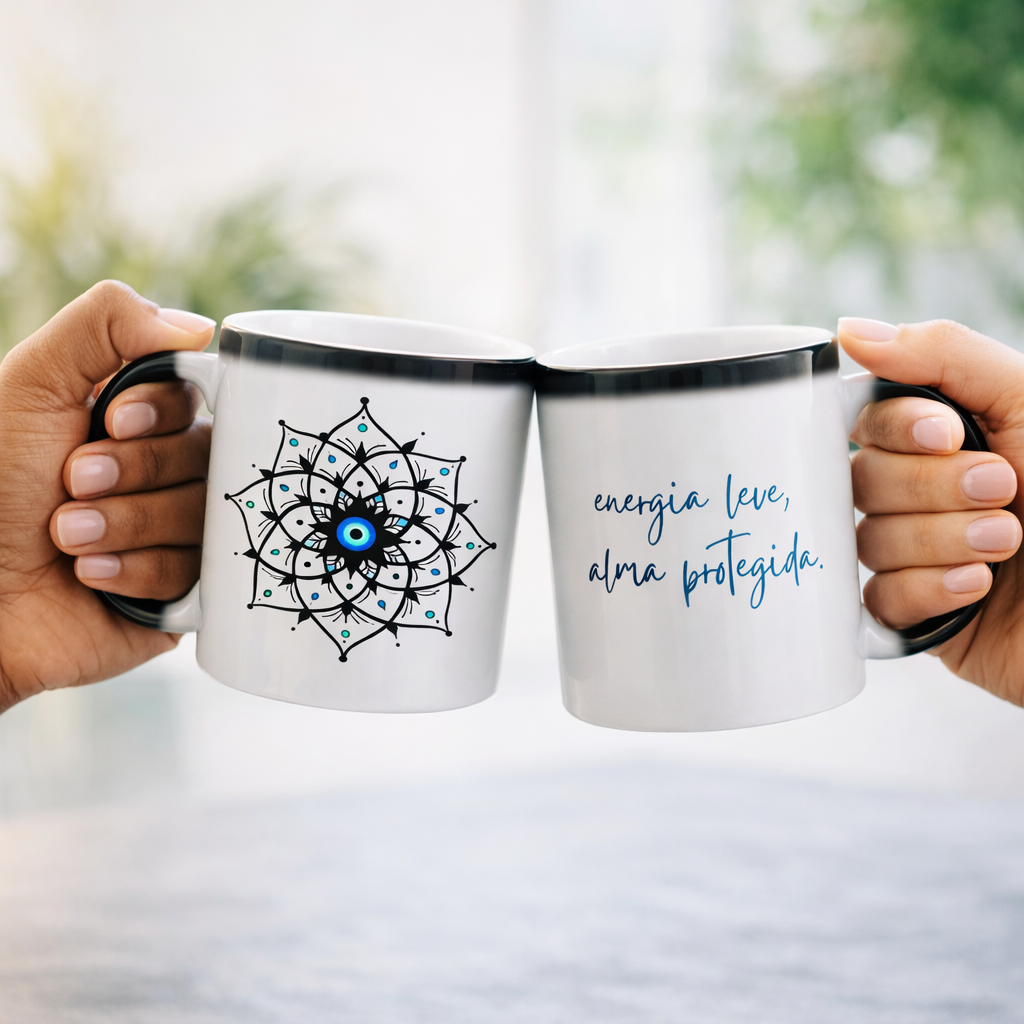 Caneca Mágica Mandala Olho Grego – Xô, Inveja! – Energia leve, alma protegida
