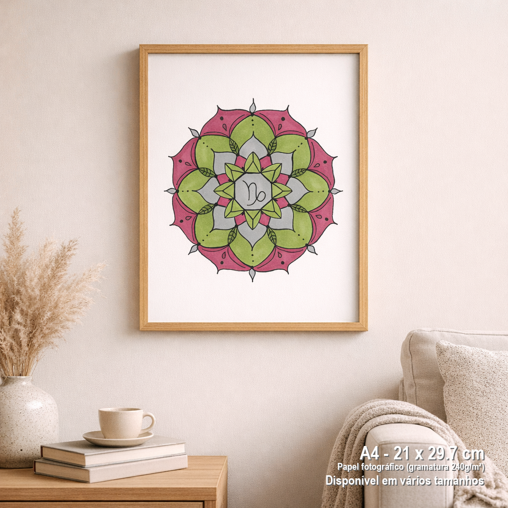 Pôster Mandala Signo de Capricórnio - Retrato