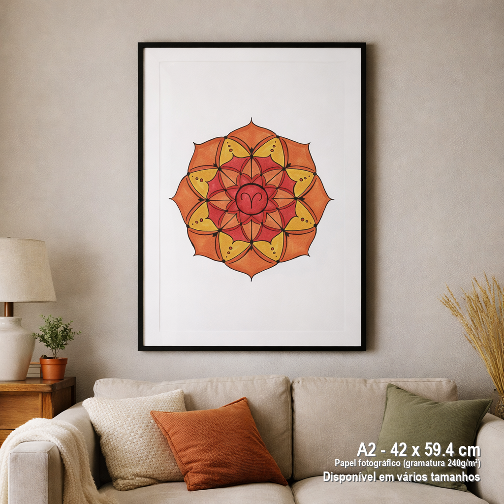 Pôster Mandala Signo de Áries - Retrato