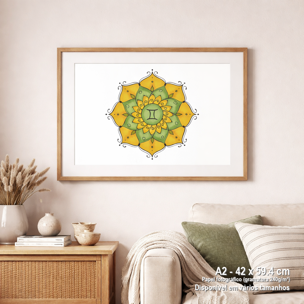 Pôster Mandala Signo de Gêmeos - Paisagem