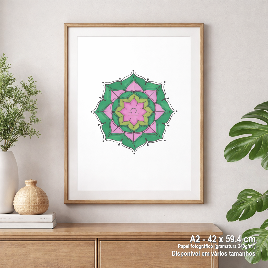 Pôster Mandala Signo de Libra - Retrato