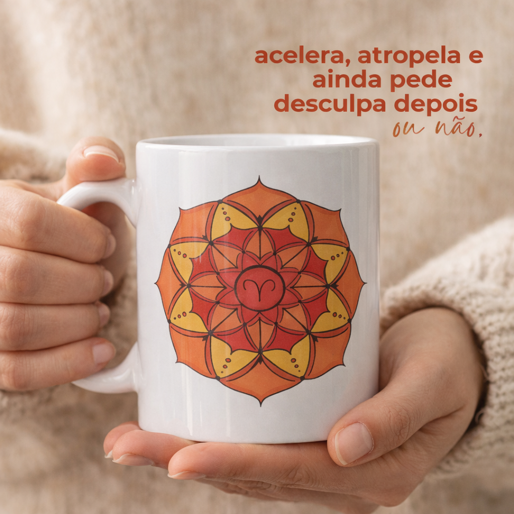 Caneca Mandala Signo de Áries - 