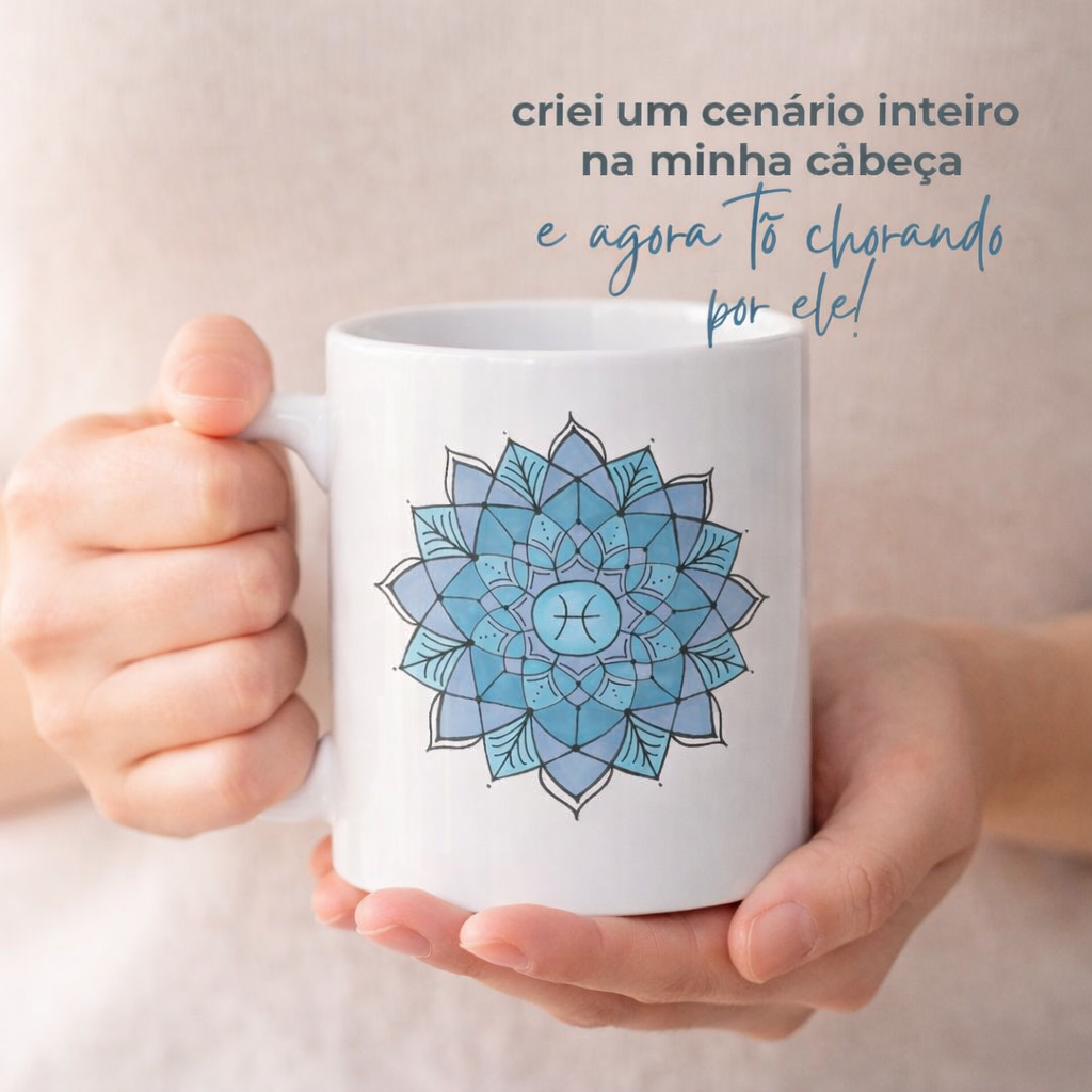 Caneca Mandala Signo de Peixes - 
