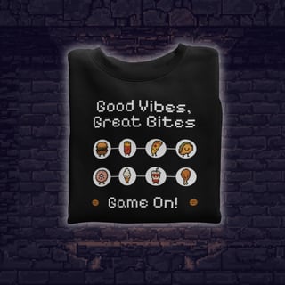 • Camiseta Good vibes, great bites •