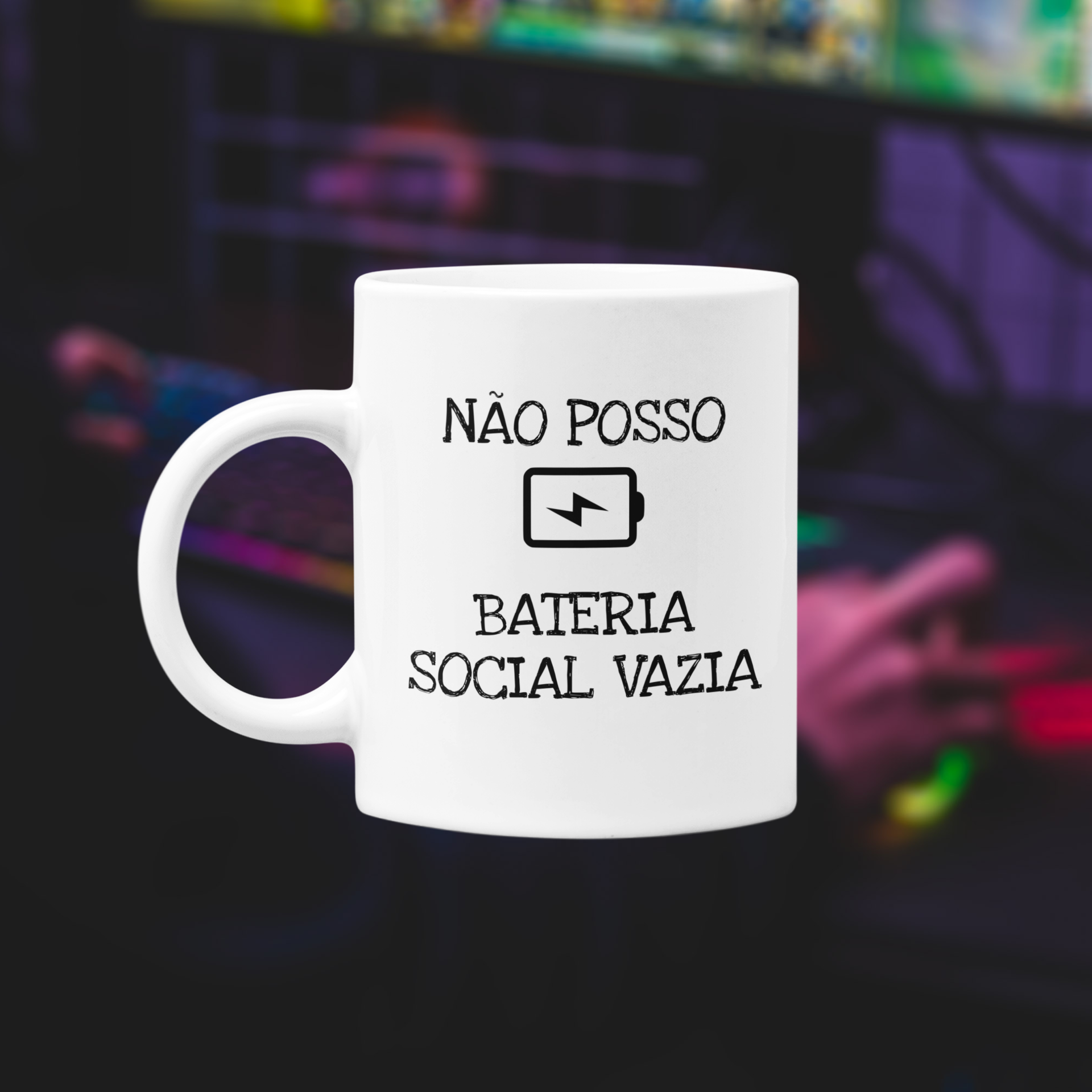 • Caneca - Não posso, bateria social vazia •