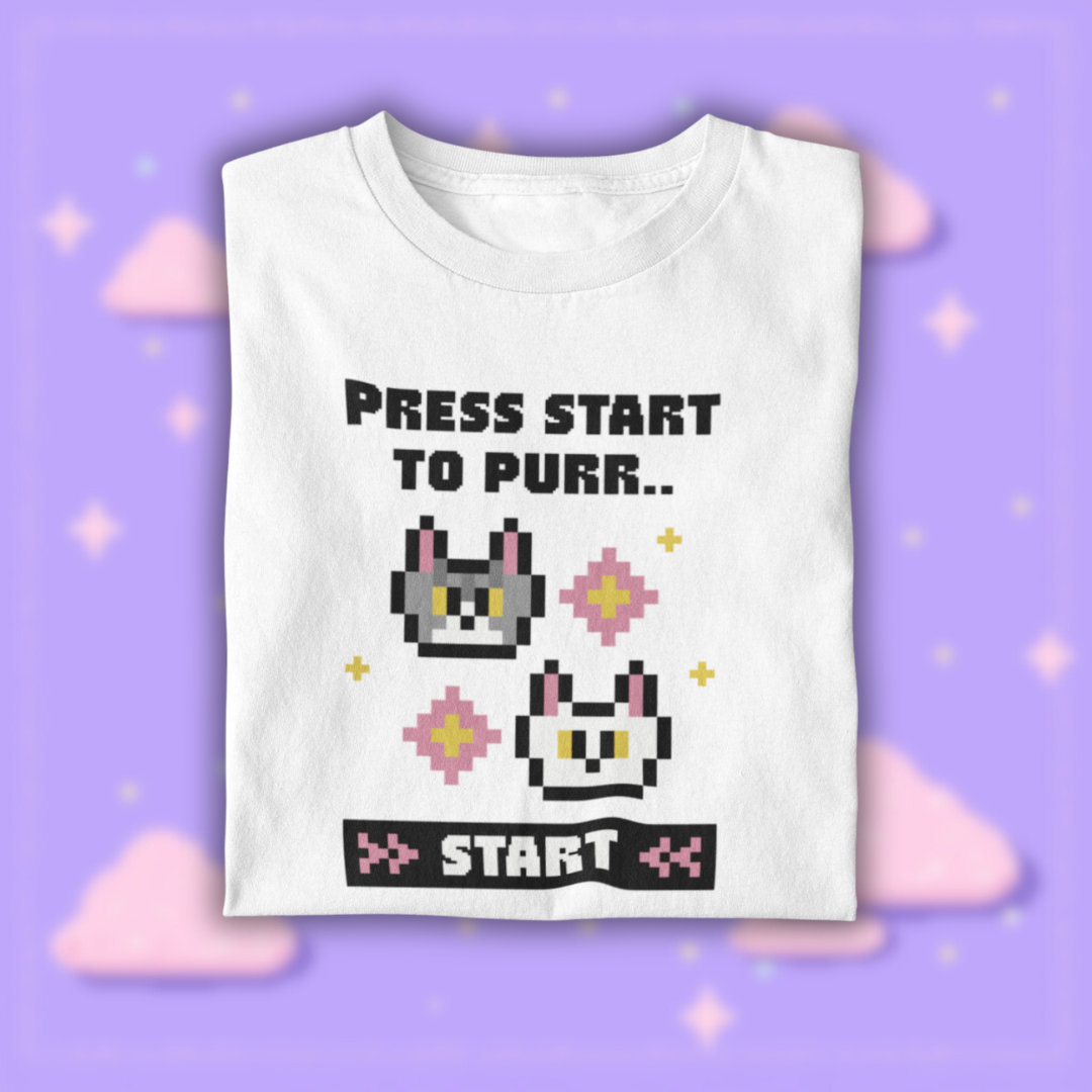 • Camiseta - Press Start to purr •