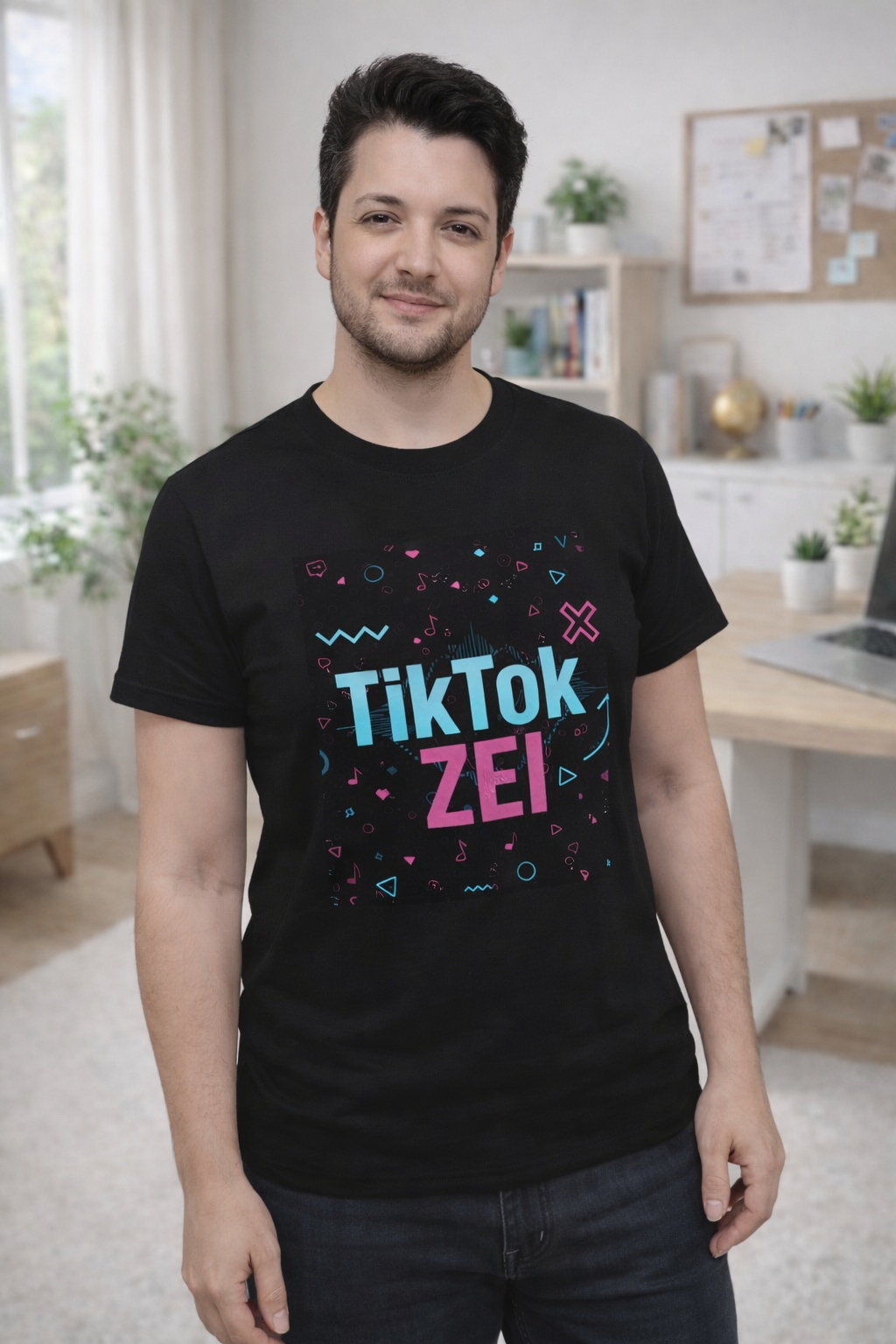 Camiseta Personalizada TiktoZEi, camiseta de malha 100% algodão, fio 30.1, modelo Unissex 