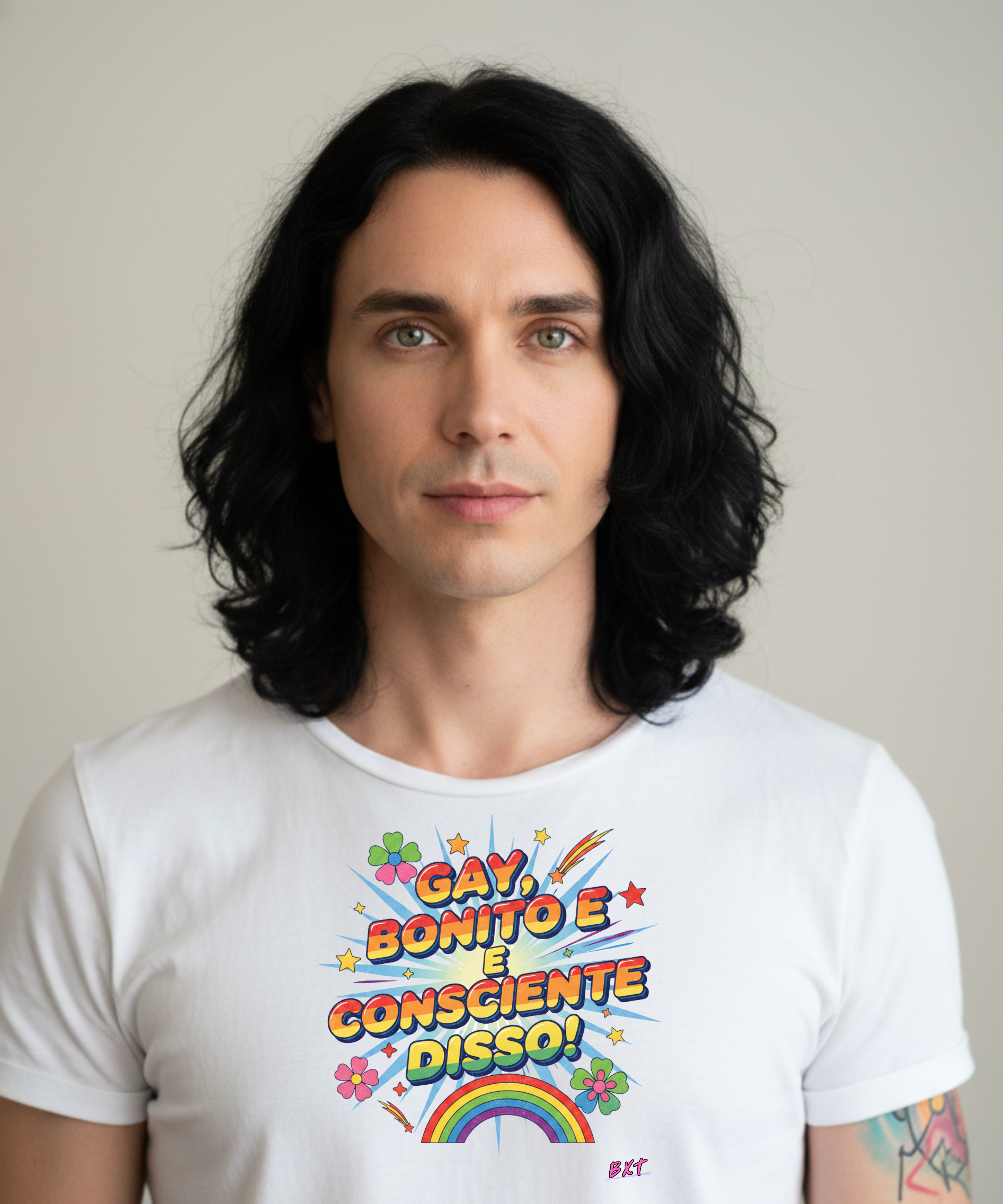 Nome do produto: Gay, bonito e consciente disso! — retrô vibrante