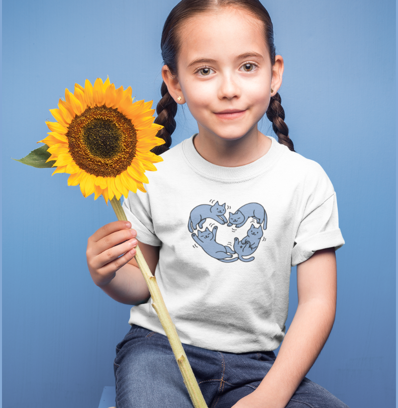 Camiseta INFANTIL - Coração Gatinhos
