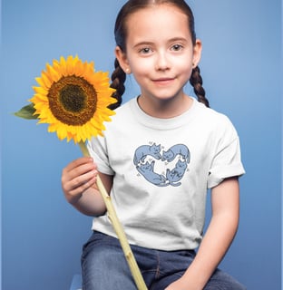 Camiseta INFANTIL - Coração Gatinhos