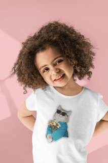 Camiseta INFANTIL - Gatinho com Rosas
