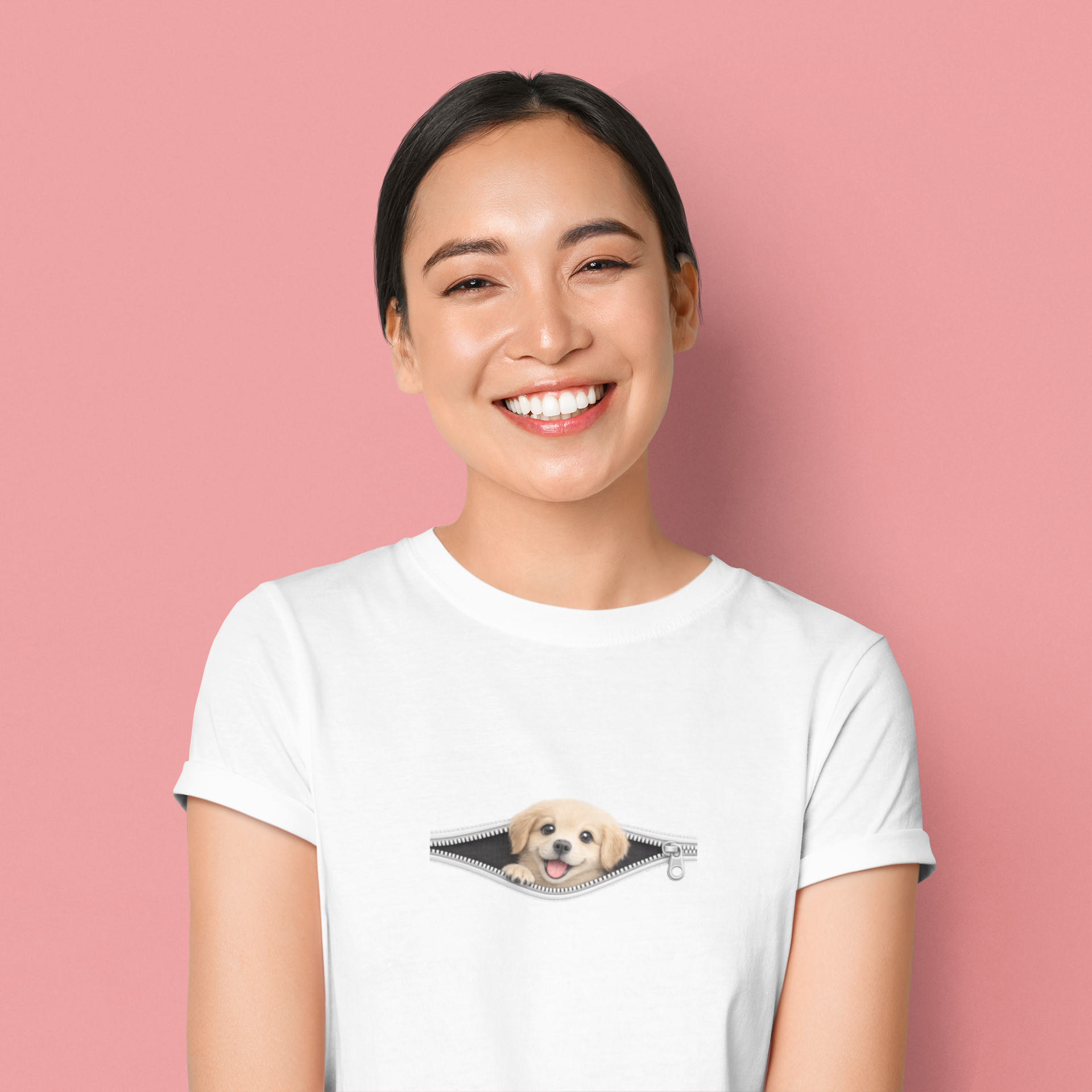 Baby Long Feminina ZIP PETS – Cute Golden Retriever Puppy