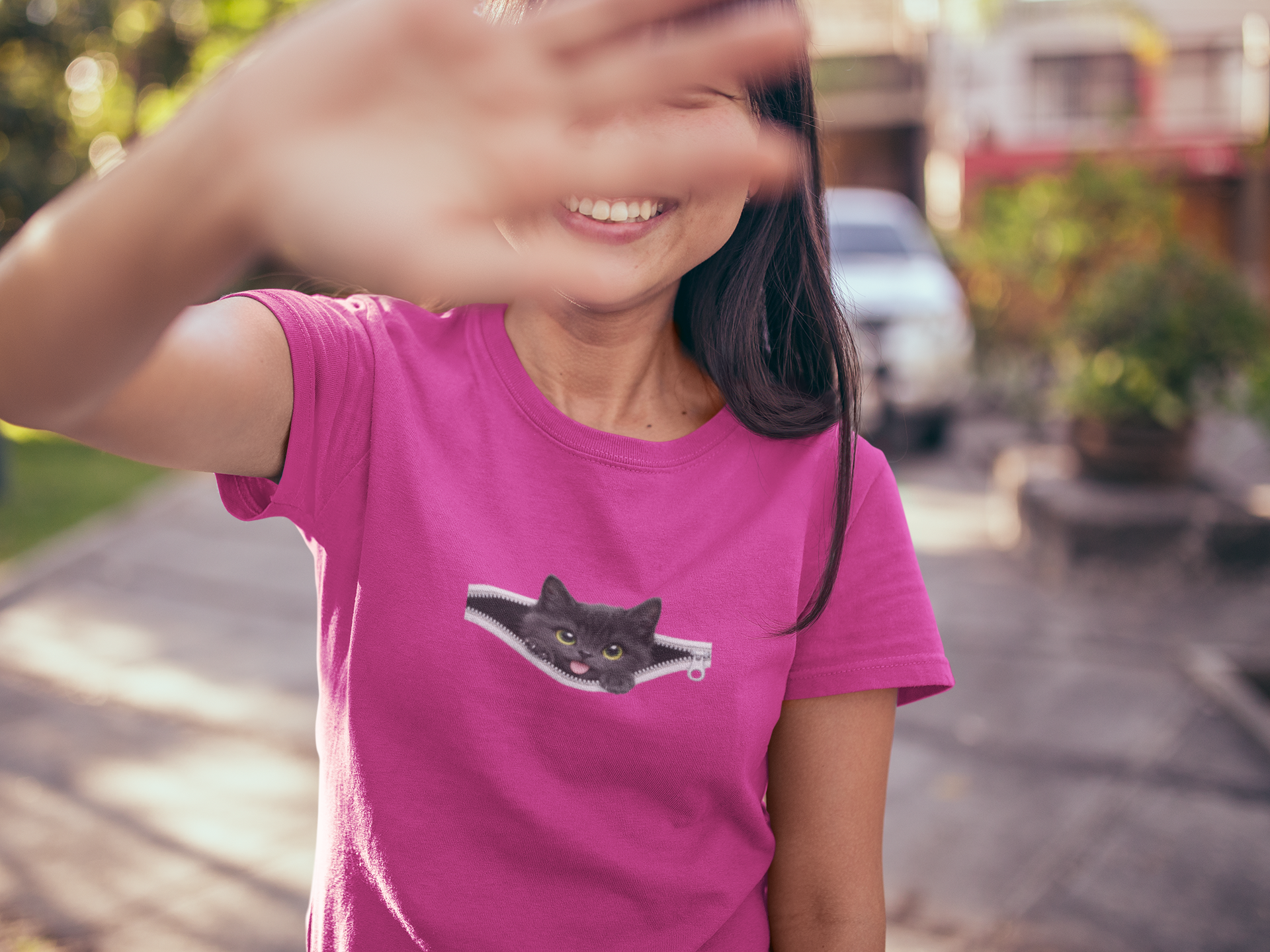 Baby Long Feminina ZIP PETS – Cute Black Kitten