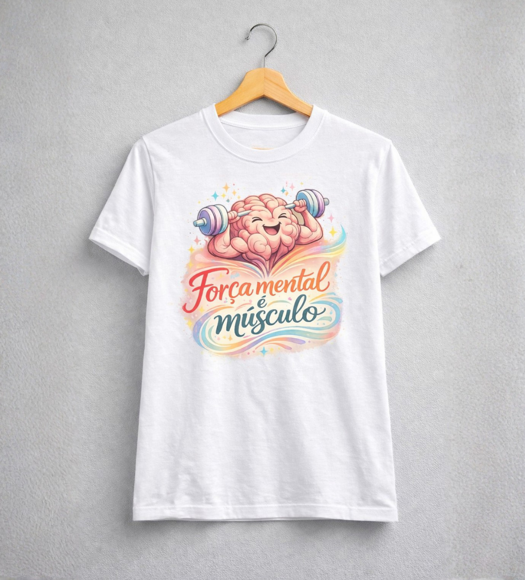 Camiseta Baby Long BRUMI - Força mental é músculo (BK012)