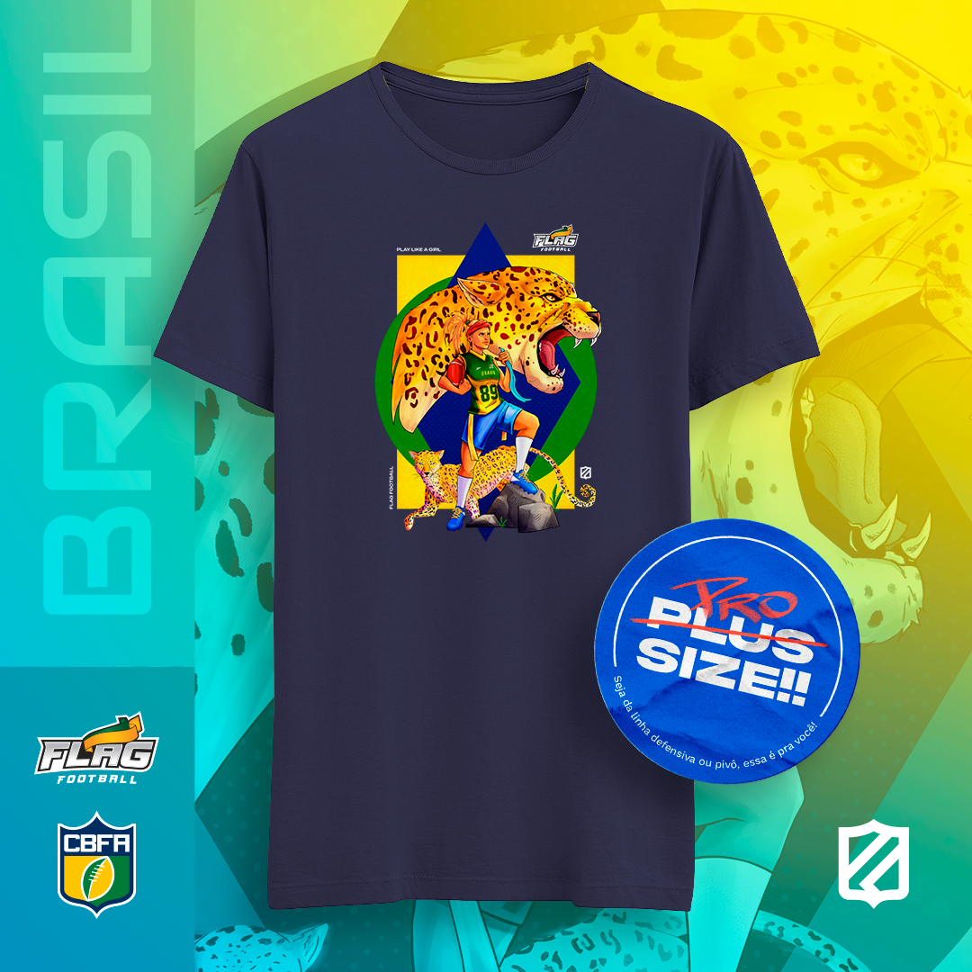 Nome do produto: Brasil Onças - Play flag like a Girl (Plus size)